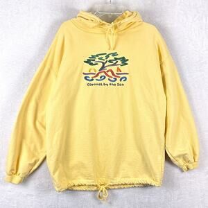 VTG Crazy Shirts Carmel By The Sea Hoodie Mens L Yellow Embroidered 90s USA